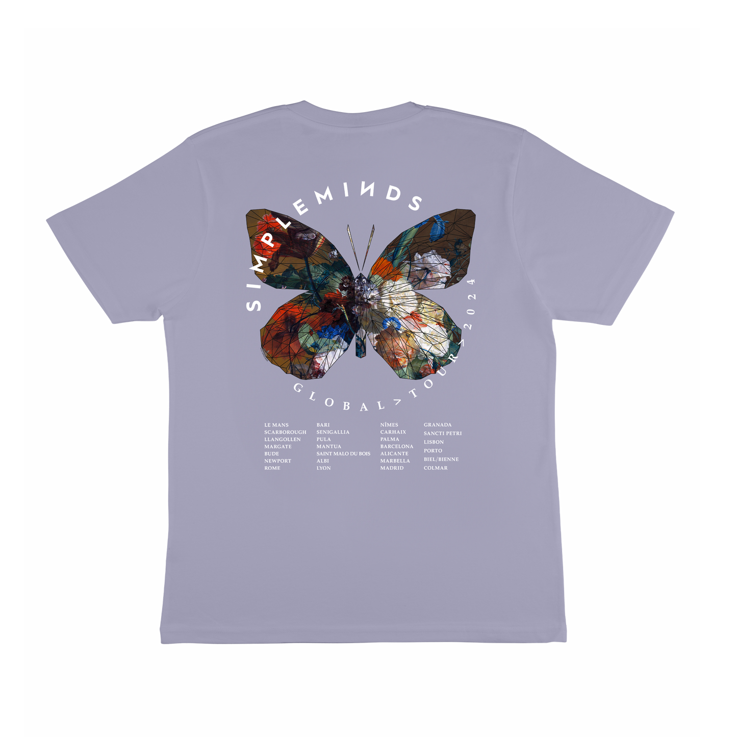 Butterfly Summer Tour Itinerary Lilac Tee